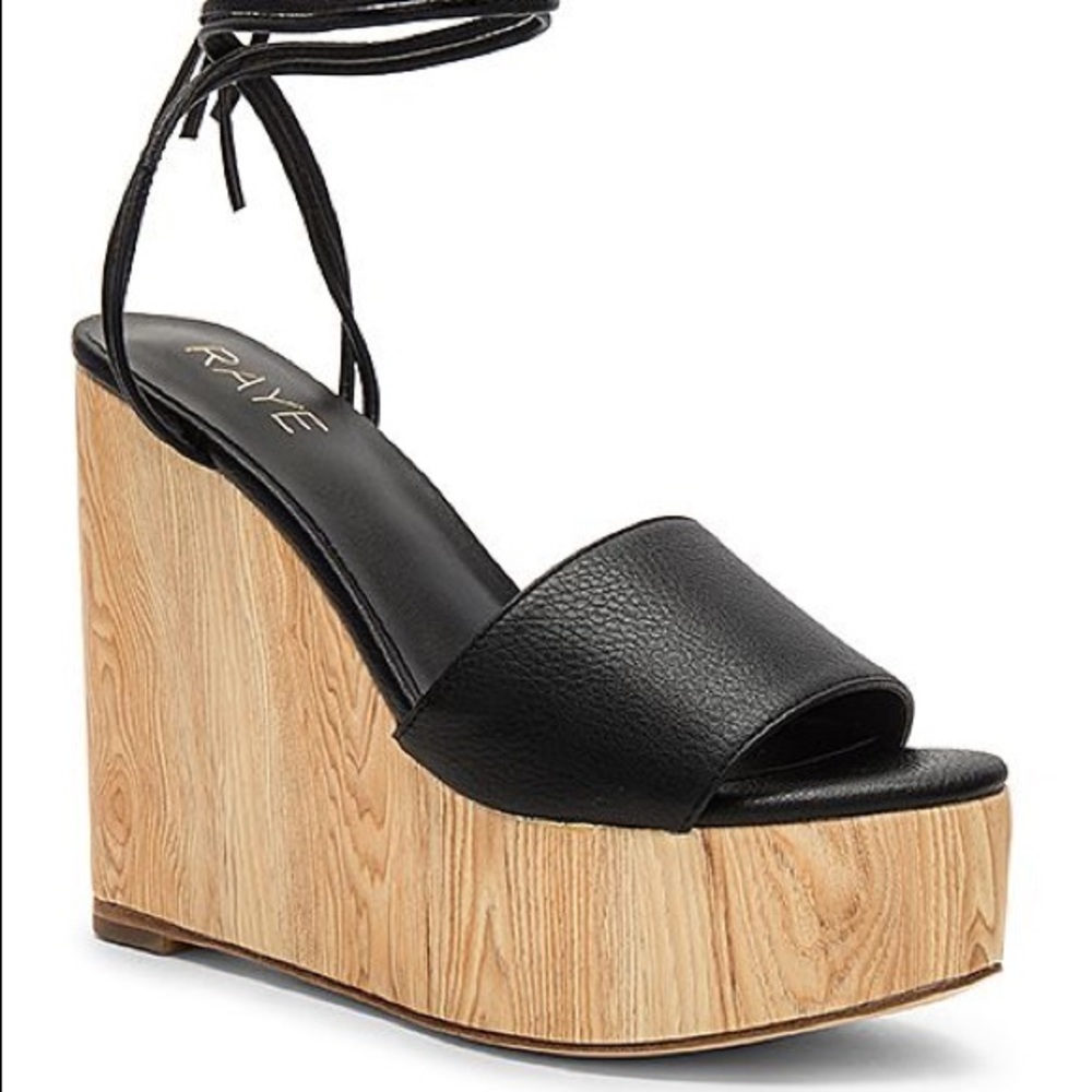 Raye Amboy Black Leather Wedge